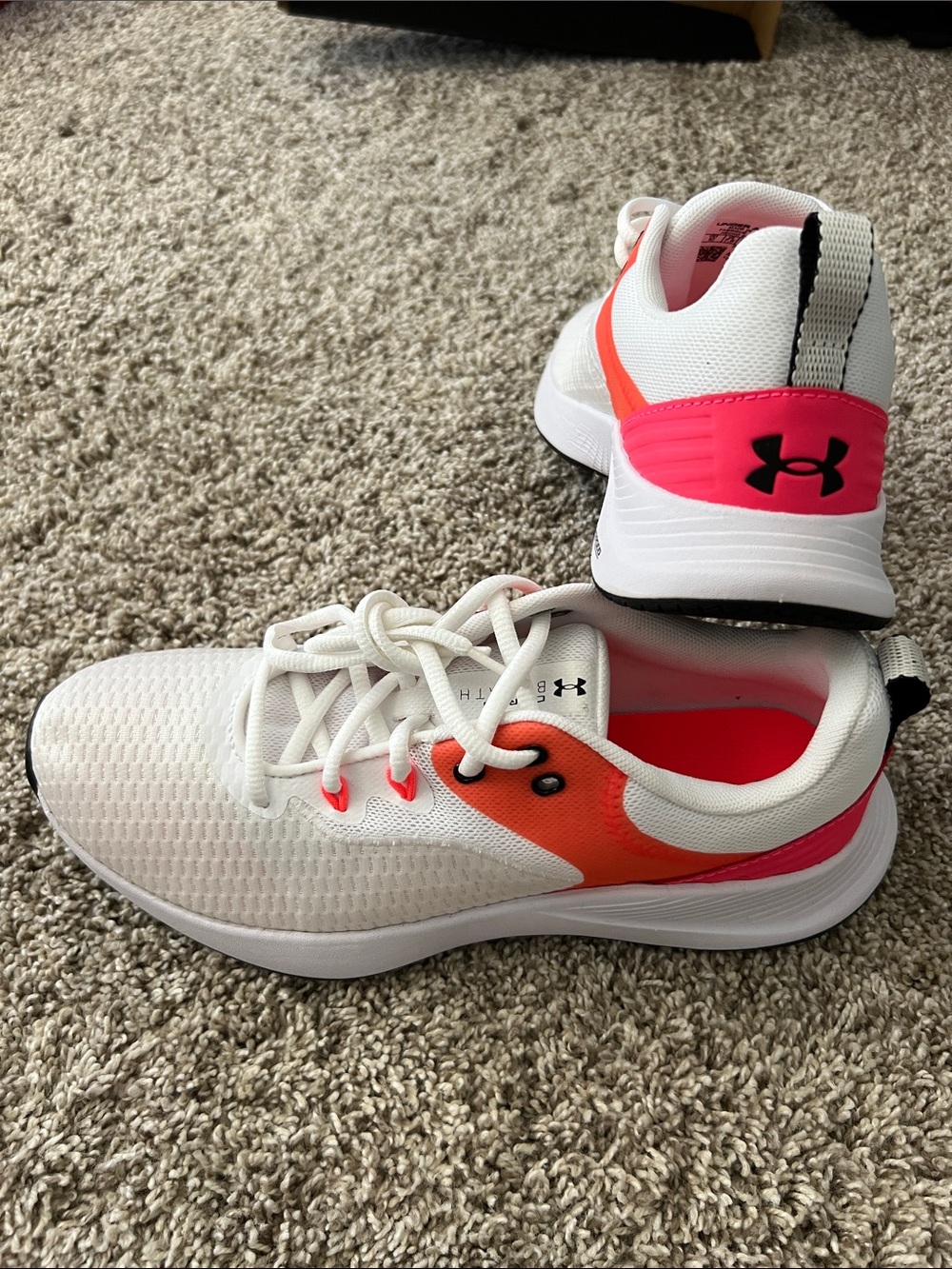 Under Armour White & Coral Glow Running Shoes